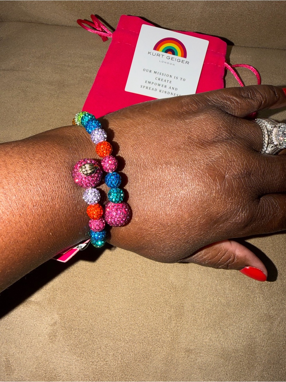 Kurt Geiger Multicolor Crystal Pave Bead Bracelet